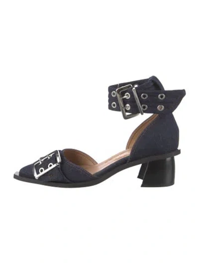 Pre-owned Ganni Leather D'orsay Pumps In Blue