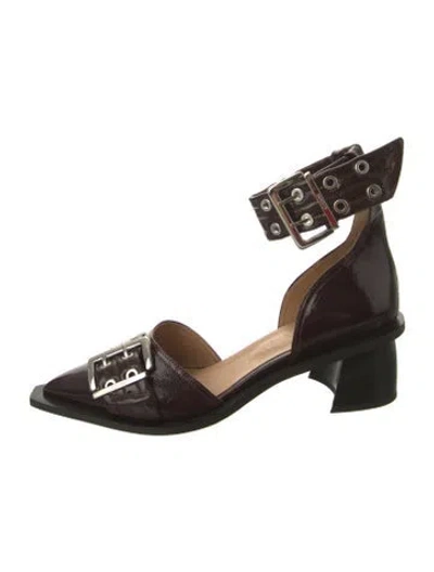 Pre-owned Ganni Leather D'orsay Pumps In Brown