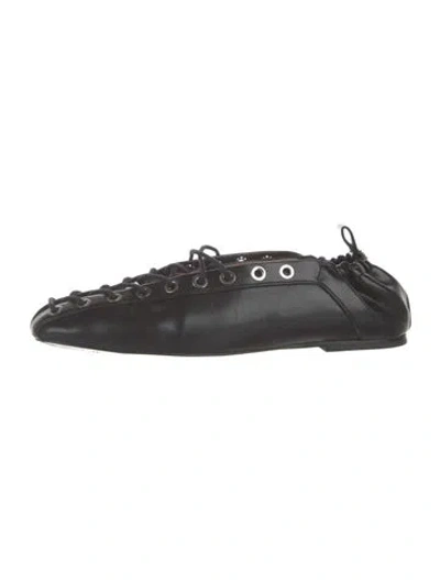 Pre-owned Ganni Leather Flats In Black