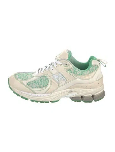 Pre-owned Ganni Leather Graphic Print Athletic Sneakers In Neutrals