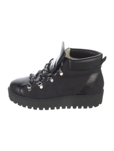 Pre-owned Ganni Leather Hiking Boots In Black