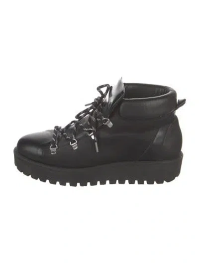 Pre-owned Ganni Leather Hiking Boots In Blue
