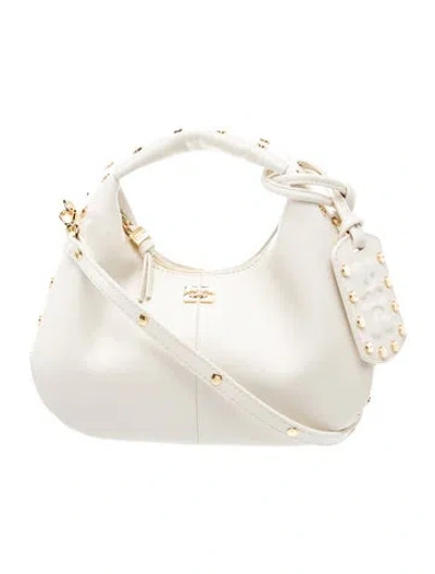 Pre-owned Ganni Leather Hobo In Neutral