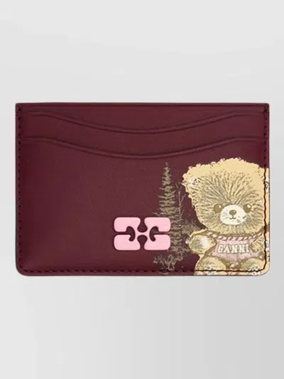 Ganni Leather Keyring In Red