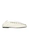 Ganni Lace-up Embellished Recycled Leather Ballet Flats In Neutral