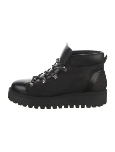 Pre-owned Ganni Leather Lace-up Boots In Black