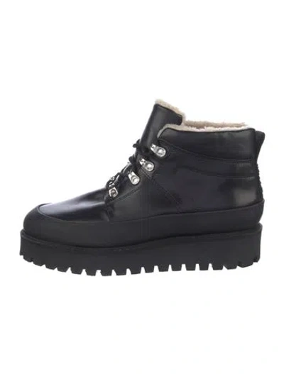 Pre-owned Ganni Leather Lace-up Boots In Blue