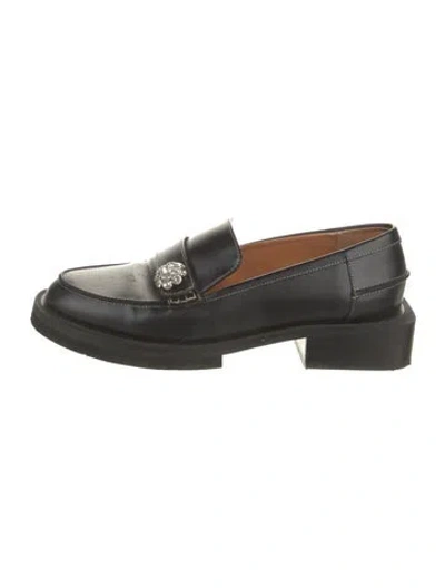 Pre-owned Ganni Leather Loafers In Black