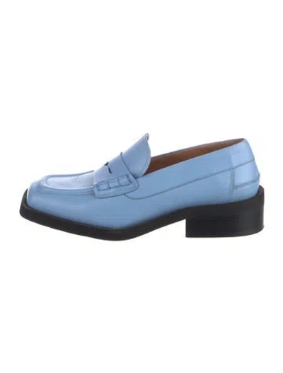 Pre-owned Ganni Leather Loafers In Blue