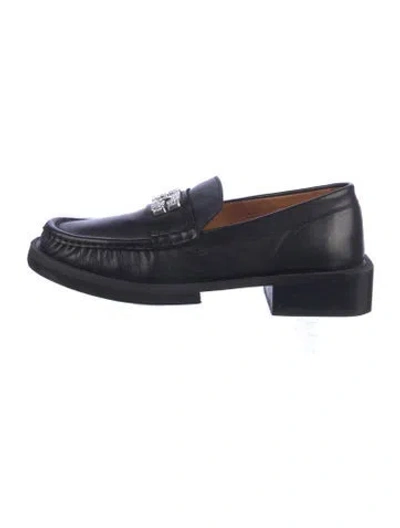 Pre-owned Ganni Leather Loafers In Blue