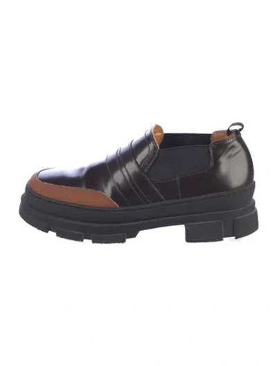 Pre-owned Ganni Leather Loafers In Blue