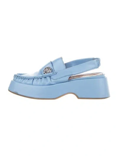 Pre-owned Ganni Leather Loafers In Blue
