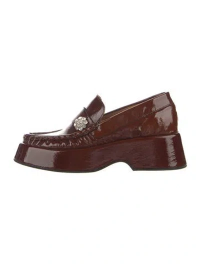 Pre-owned Ganni Leather Loafers In Brown