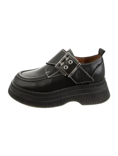 Pre-owned Ganni Leather Loafers In Brown