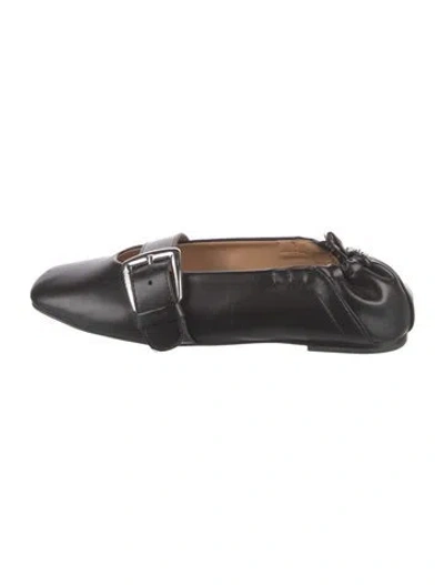 Pre-owned Ganni Leather Mary Jane Flats In Black