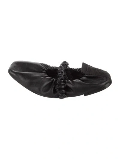 Pre-owned Ganni Leather Mary Jane Flats In Black