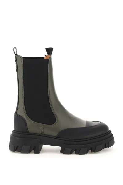 Ganni Leather Mid Chelsea Boots