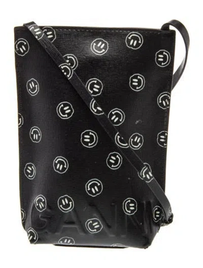 Pre-owned Ganni Leather Minaudière In Black