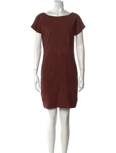 Pre-owned Ganni Leather Mini Dress W/ Tags In Brown