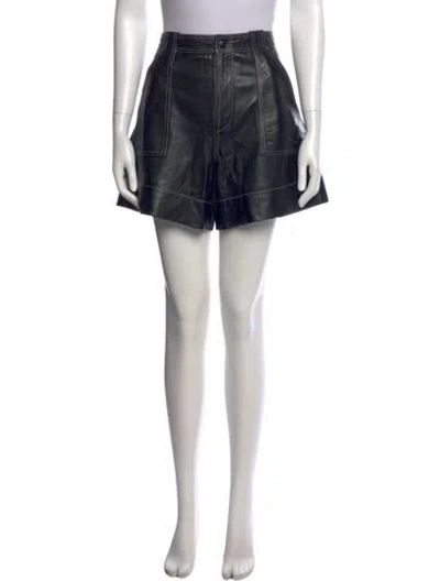 Pre-owned Ganni Leather Mini Shorts In Black