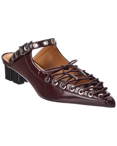 Ganni Leather Mule In Brown