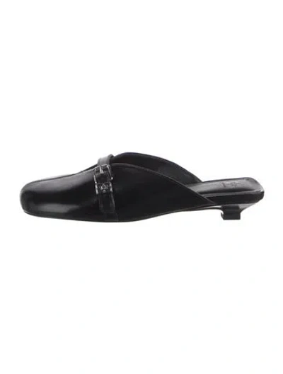 Pre-owned Ganni Leather Mules In Black