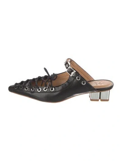 Pre-owned Ganni Leather Mules In Black