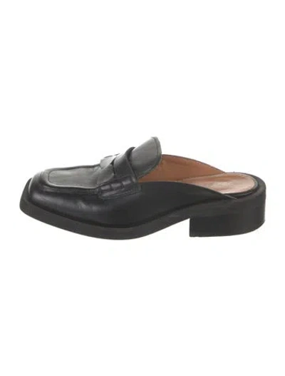 Pre-owned Ganni Leather Mules In Black