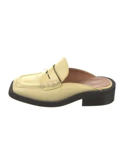 Pre-owned Ganni Leather Mules In Yellow