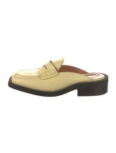 Pre-owned Ganni Leather Mules In Yellow