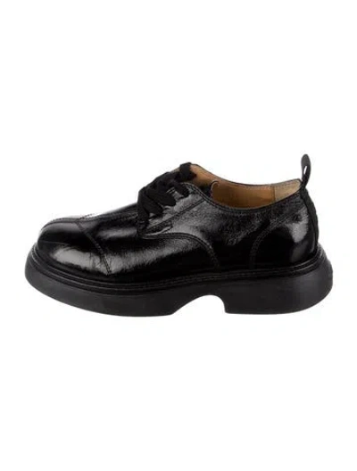 Pre-owned Ganni Leather Oxfords In Black
