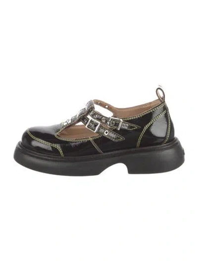 Pre-owned Ganni Leather Oxfords In Black