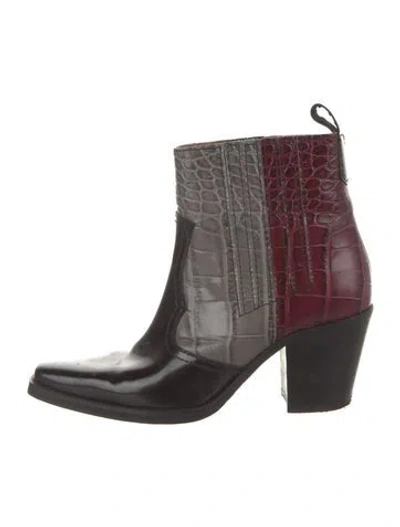 Pre-owned Ganni Leather Printed Chelsea Boots In Multi