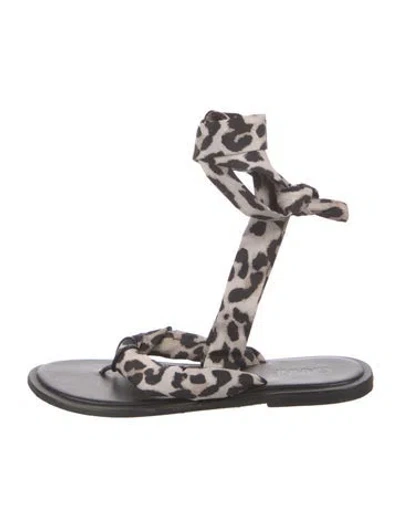 Pre-owned Ganni Leather Printed Gladiator Sandals In Multi