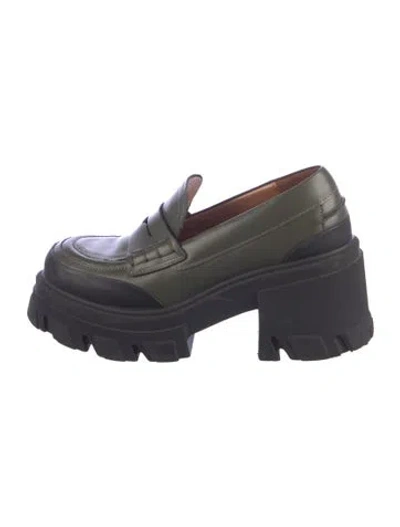 Pre-owned Ganni Leather Pumps In Blue