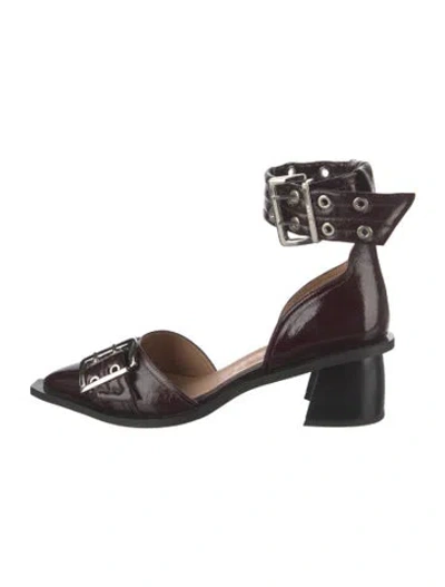 Pre-owned Ganni Leather Pumps In Burgundy
