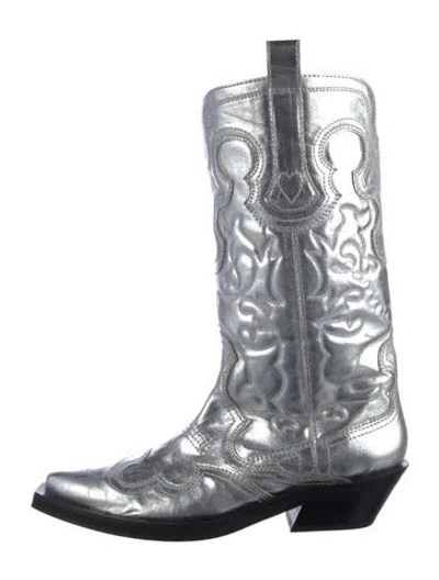 Pre-owned Ganni Leather Rain Boots