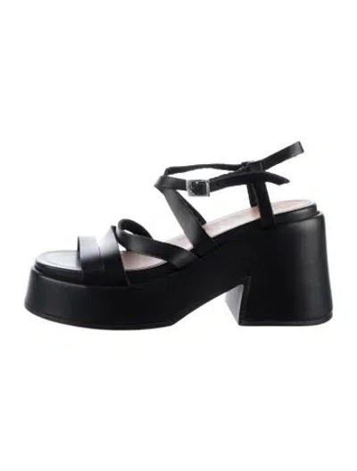 Pre-owned Ganni Leather Sandals In Black
