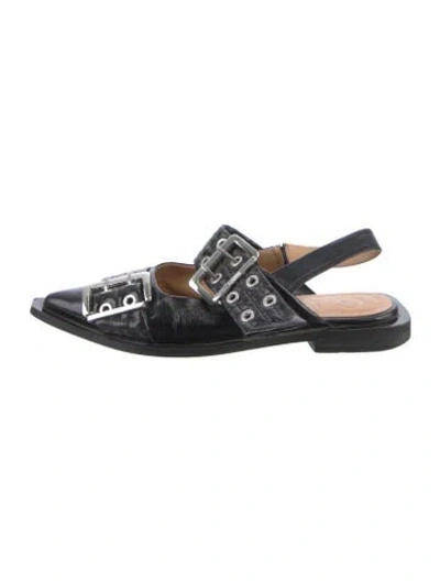 Pre-owned Ganni Leather Sandals In Black