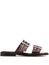 Ganni Leather Sandals In Brown