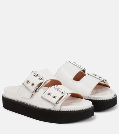 Ganni Sandalen Aus Leder In Egret