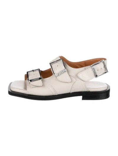 Pre-owned Ganni Leather Sandals In Neutral