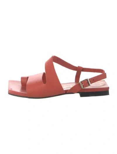 Pre-owned Ganni Leather Sandals In Orange