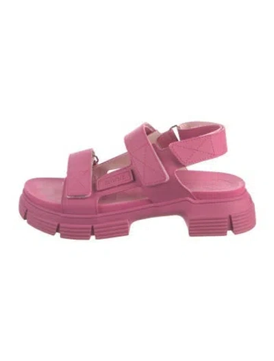 Pre-owned Ganni Leather Sandals In Pink