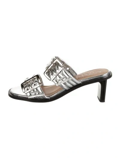 Pre-owned Ganni Leather Sandals In Silver