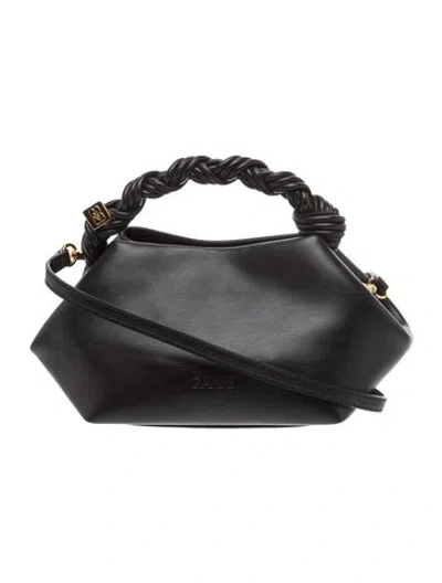 Pre-owned Ganni Leather Shoulder Bag In Black