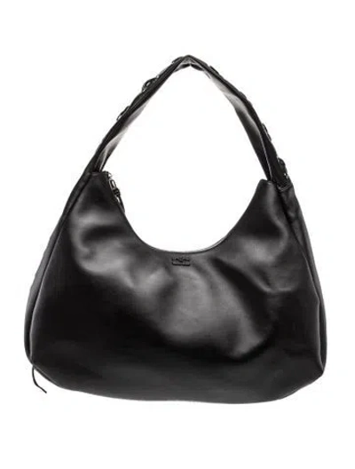 Pre-owned Ganni Leather Shoulder Bag In Gray