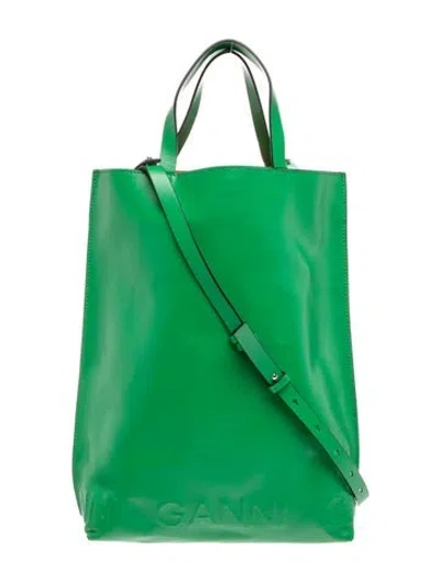 Pre-owned Ganni Leather Shoulder Bag In Green