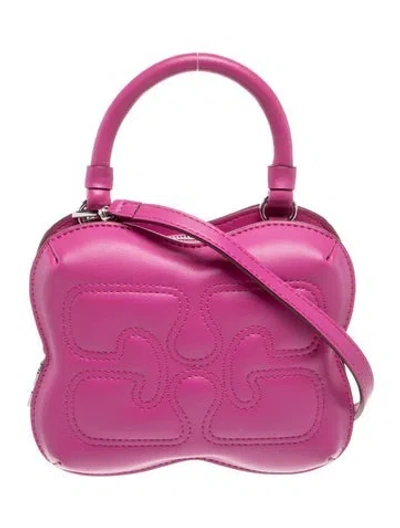 Pre-owned Ganni Leather Shoulder Bag In Pink