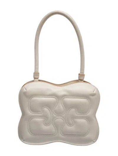 Pre-owned Ganni Leather Shoulder Bag In White
